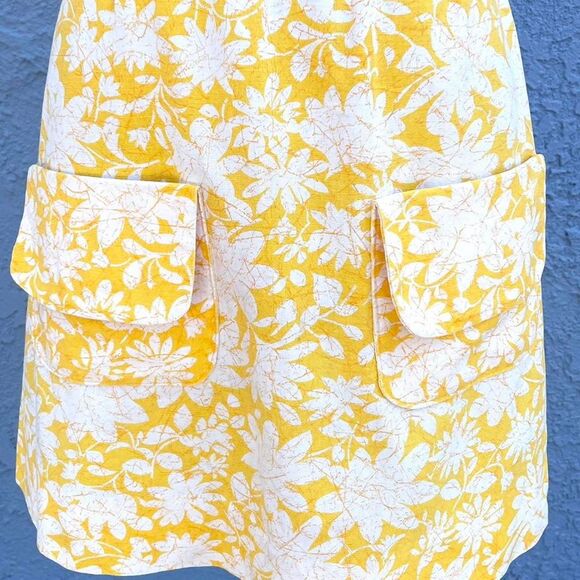 70s Yellow Floral Skirt A-Line Mod Retro Clothing twee - Picture 7 of 7